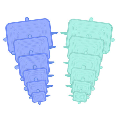 12 KOM Prilagodljivi silikonski poklopci Okrugli kvadratni poklopci Silikonski poklopci za hranu Univerzalno posuđe Rastezljivi poklopci za limenke Kuhinjski pribor