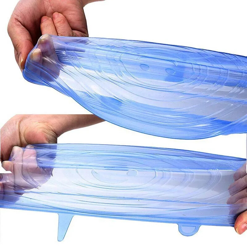 12 KOM Prilagodljivi silikonski poklopci Okrugli kvadratni poklopci Silikonski poklopci za hranu Univerzalno posuđe Rastezljivi poklopci za limenke Kuhinjski pribor