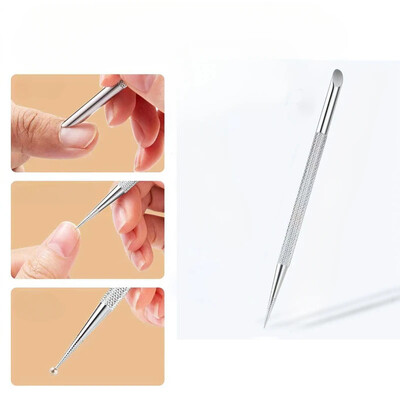 1 τεμ. Διπλής απόληξης Ανοξείδωτο ατσάλι Pusher Επιδερμίδων Dead Skin Push Remover for Pedicure Nail Art Cleaner Care Tool