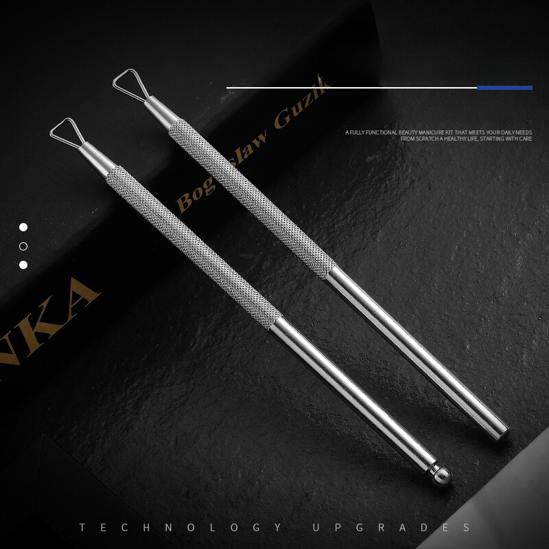 1 τεμ. Διπλής απόληξης Ανοξείδωτο ατσάλι Pusher Επιδερμίδων Dead Skin Push Remover for Pedicure Nail Art Cleaner Care Tool