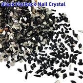 50 kom/vreći Ukrasi s crnim dijamantom u obliku konjskog oka Kristalni nokti s ravnim stražnjim dijamantima 3D ukrasi za nokte bez vruće popravke DIY