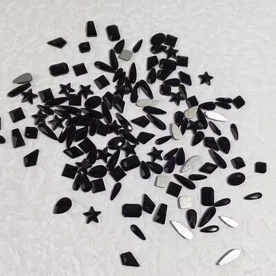 50 kom/vreći Ukrasi s crnim dijamantom u obliku konjskog oka Kristalni nokti s ravnim stražnjim dijamantima 3D ukrasi za nokte bez vruće popravke DIY