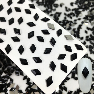 50 kom/vreći Ukrasi s crnim dijamantom u obliku konjskog oka Kristalni nokti s ravnim stražnjim dijamantima 3D ukrasi za nokte bez vruće popravke DIY