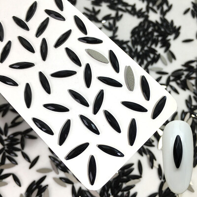 50 kom/vreći Ukrasi s crnim dijamantom u obliku konjskog oka Kristalni nokti s ravnim stražnjim dijamantima 3D ukrasi za nokte bez vruće popravke DIY