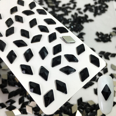 50 kom/vreći Ukrasi s crnim dijamantom u obliku konjskog oka Kristalni nokti s ravnim stražnjim dijamantima 3D ukrasi za nokte bez vruće popravke DIY