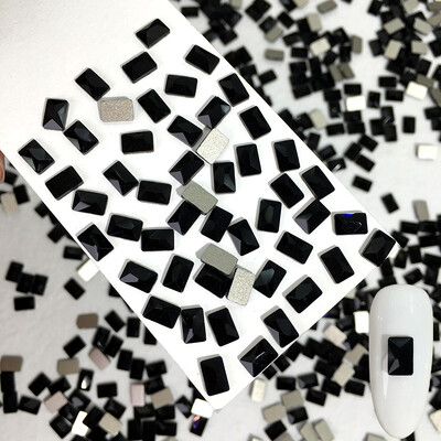 50 kom/vreći Ukrasi s crnim dijamantom u obliku konjskog oka Kristalni nokti s ravnim stražnjim dijamantima 3D ukrasi za nokte bez vruće popravke DIY