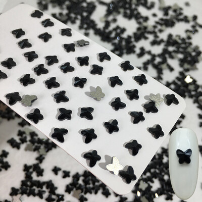 50 kom/vreći Ukrasi s crnim dijamantom u obliku konjskog oka Kristalni nokti s ravnim stražnjim dijamantima 3D ukrasi za nokte bez vruće popravke DIY