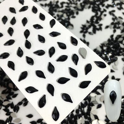 50 kom/vreći Ukrasi s crnim dijamantom u obliku konjskog oka Kristalni nokti s ravnim stražnjim dijamantima 3D ukrasi za nokte bez vruće popravke DIY