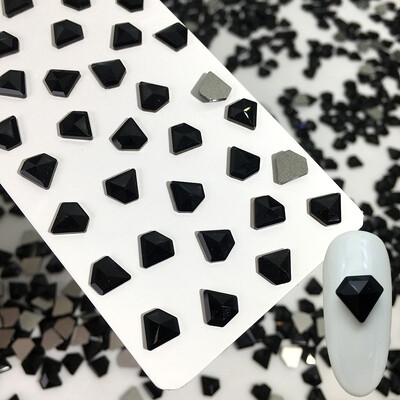 50 kom/vreći Ukrasi s crnim dijamantom u obliku konjskog oka Kristalni nokti s ravnim stražnjim dijamantima 3D ukrasi za nokte bez vruće popravke DIY