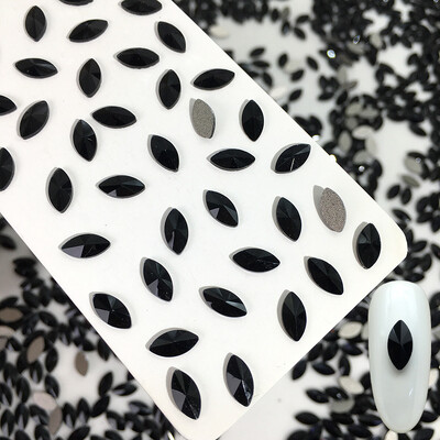 50 kom/vreći Ukrasi s crnim dijamantom u obliku konjskog oka Kristalni nokti s ravnim stražnjim dijamantima 3D ukrasi za nokte bez vruće popravke DIY