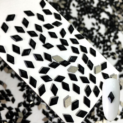 50 kom/vreći Ukrasi s crnim dijamantom u obliku konjskog oka Kristalni nokti s ravnim stražnjim dijamantima 3D ukrasi za nokte bez vruće popravke DIY