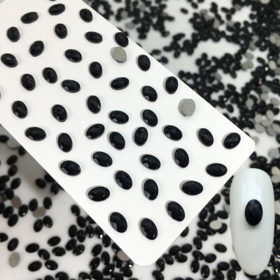 50 kom/vreći Ukrasi s crnim dijamantom u obliku konjskog oka Kristalni nokti s ravnim stražnjim dijamantima 3D ukrasi za nokte bez vruće popravke DIY