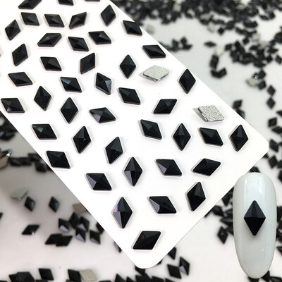50 kom/vreći Ukrasi s crnim dijamantom u obliku konjskog oka Kristalni nokti s ravnim stražnjim dijamantima 3D ukrasi za nokte bez vruće popravke DIY