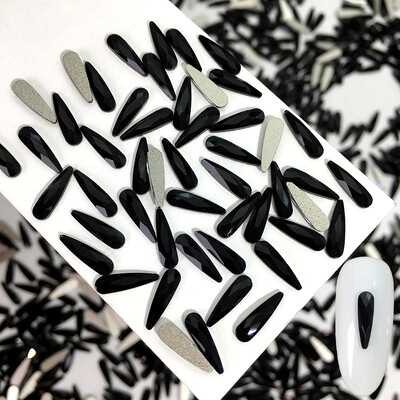 50 kom/vreći Ukrasi s crnim dijamantom u obliku konjskog oka Kristalni nokti s ravnim stražnjim dijamantima 3D ukrasi za nokte bez vruće popravke DIY