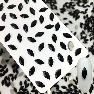 50 kom/vreći Ukrasi s crnim dijamantom u obliku konjskog oka Kristalni nokti s ravnim stražnjim dijamantima 3D ukrasi za nokte bez vruće popravke DIY