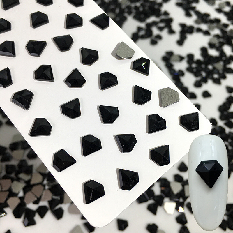 50 kom/vreći Ukrasi s crnim dijamantom u obliku konjskog oka Kristalni nokti s ravnim stražnjim dijamantima 3D ukrasi za nokte bez vruće popravke DIY