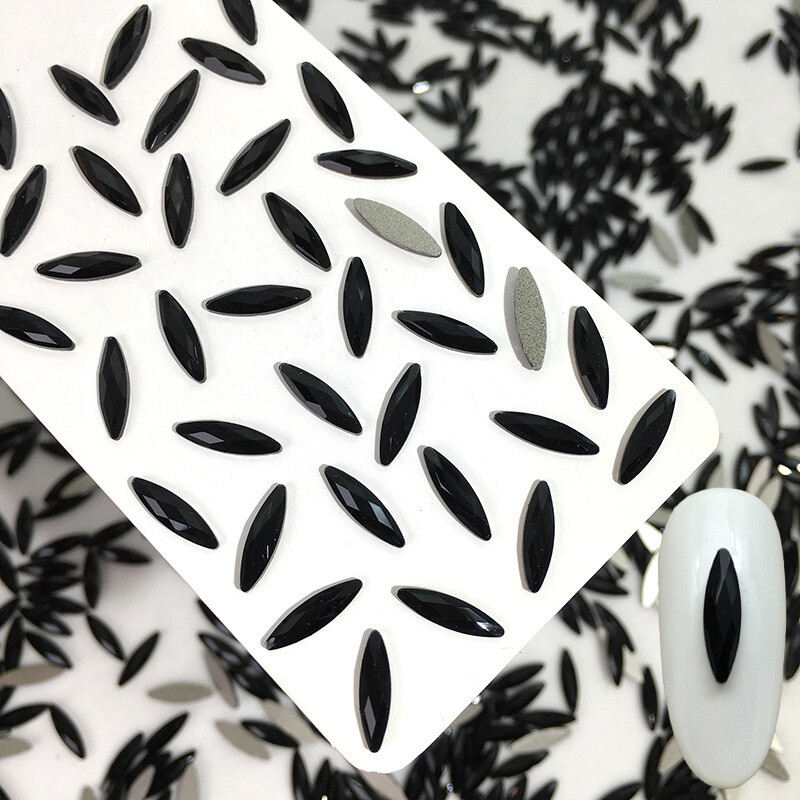 50 kom/vreći Ukrasi s crnim dijamantom u obliku konjskog oka Kristalni nokti s ravnim stražnjim dijamantima 3D ukrasi za nokte bez vruće popravke DIY