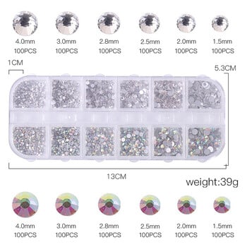 3 τεμ/Σετ Νύχια Art Accesorios Πολυμεγέθη στρας 3D Crystal DIY Decorations Glitter Crystal Rivet Gem 3D Προμήθειες νυχιών