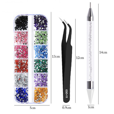 3 gab./komplekts Nails Art Aksesuāri Daudzizmēra Rhinestones 3D Crystal DIY Dekorācijas Glitter Crystal Rivet Gem 3D Nagu piederumi