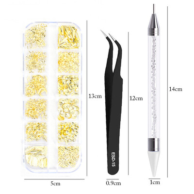 3 buc/set accesorii pentru arta unghiilor, strasuri de dimensiuni multiple, decorațiuni de bricolaj, cristal 3D, nituri de cristal cu sclipici, bijuterie pentru unghii 3D