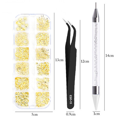 3 buc/set accesorii pentru arta unghiilor, strasuri de dimensiuni multiple, decorațiuni de bricolaj, cristal 3D, nituri de cristal cu sclipici, bijuterie pentru unghii 3D