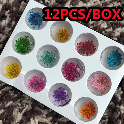 160 τμχ/Σετ Μικτά αποξηραμένα λουλούδια Nail Art Charms 16Box Colorful Mini Real Natural Dry Flowers Resin Craft Professional Nail Floral