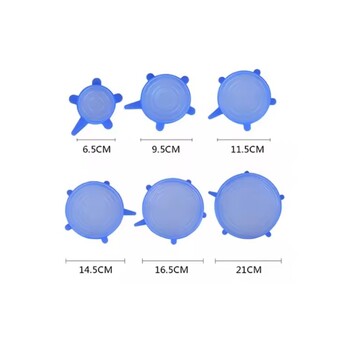6 бр./лот Еластична силиконова капачка с регулируема храна Универсални разширяващи се капаци за консерви Купа за съдове Разтегателна кухня за многократна употреба