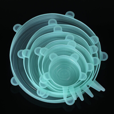 6 τμχ/παρτίδα Τροφίμων Ρυθμιζόμενο ελαστικό καπάκι σιλικόνης Καπάκι κάλυψης γενικής χρήσης για κονσέρβες Πιάτα Μπολ Επαναχρησιμοποιήσιμη Κουζίνα ελαστικής