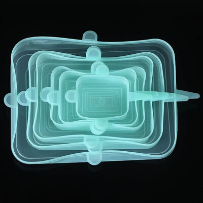 6 τεμ. Τετράγωνο ελαστικό καπάκι σιλικόνης Αξεσουάρ εργαλείων κουζίνας Επαναχρησιμοποιήσιμη συσκευασία τροφίμων Σφραγισμένο καπάκι Διατηρεί φρέσκο ελαστικό καπάκι μπολ