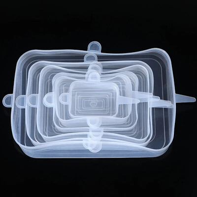 6 τεμ. Τετράγωνο ελαστικό καπάκι σιλικόνης Αξεσουάρ εργαλείων κουζίνας Επαναχρησιμοποιήσιμη συσκευασία τροφίμων Σφραγισμένο καπάκι Διατηρεί φρέσκο ελαστικό καπάκι μπολ