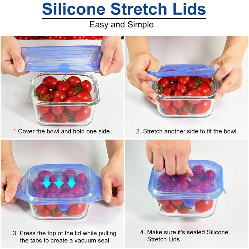 6 τεμ. Τετράγωνο ελαστικό καπάκι σιλικόνης Αξεσουάρ εργαλείων κουζίνας Επαναχρησιμοποιήσιμη συσκευασία τροφίμων Σφραγισμένο καπάκι Διατηρεί φρέσκο ελαστικό καπάκι μπολ
