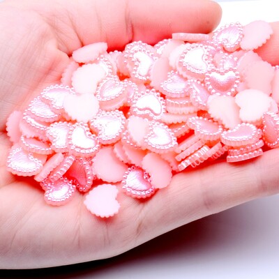 U obliku srca, 80 komada, 10 mm ravnih polubisera, vještački dijamant za nail art mobitel, DIY nakit, rukotvorine, ukrasi