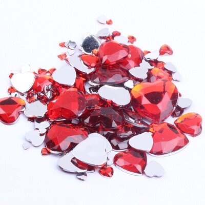 Σχήμα καρδιάς 3mm 300/1000 τμχ Ακρυλικά στρας Επίπεδη πλάτη Επίπεδες όψεις Πολλά χρώματα για νύχια Art Glue On Beads DIY Κατασκευή κοσμημάτων