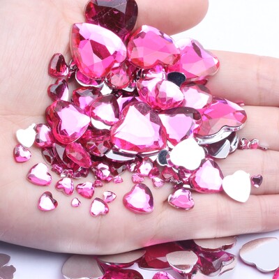 Σχήμα καρδιάς 3mm 300/1000 τμχ Ακρυλικά στρας Επίπεδη πλάτη Επίπεδες όψεις Πολλά χρώματα για νύχια Art Glue On Beads DIY Κατασκευή κοσμημάτων
