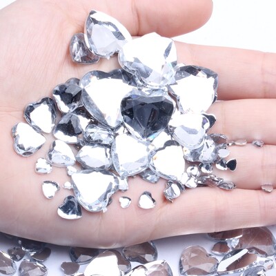 Σχήμα καρδιάς 3mm 300/1000 τμχ Ακρυλικά στρας Επίπεδη πλάτη Επίπεδες όψεις Πολλά χρώματα για νύχια Art Glue On Beads DIY Κατασκευή κοσμημάτων