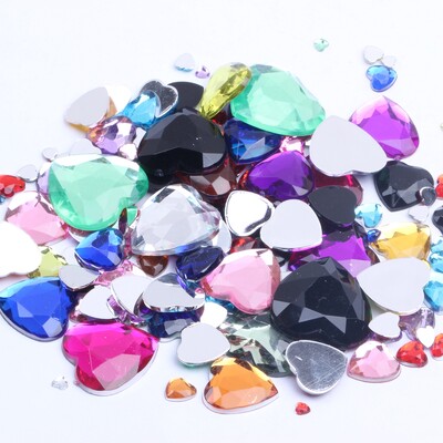 Σχήμα καρδιάς 3mm 300/1000 τμχ Ακρυλικά στρας Επίπεδη πλάτη Επίπεδες όψεις Πολλά χρώματα για νύχια Art Glue On Beads DIY Κατασκευή κοσμημάτων