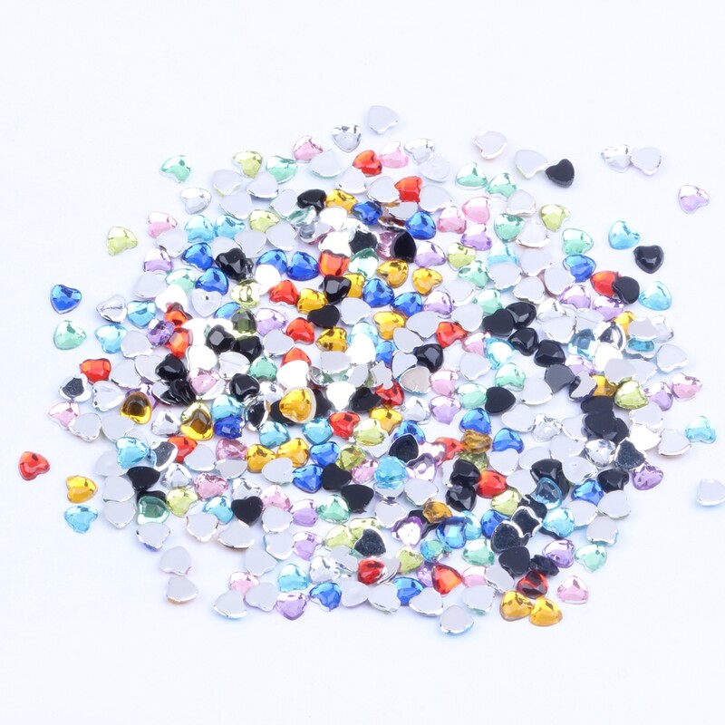 Σχήμα καρδιάς 3mm 300/1000 τμχ Ακρυλικά στρας Επίπεδη πλάτη Επίπεδες όψεις Πολλά χρώματα για νύχια Art Glue On Beads DIY Κατασκευή κοσμημάτων
