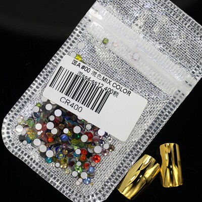Crystal 400 kom 60 boja Nail Art Decorations Mix Veličine ss4-ss12 Bez Hot Fix DIY Flatback 3D stakleni kamenčići