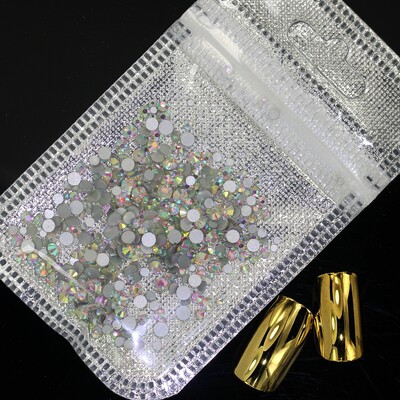 Crystal 400 kom 60 boja Nail Art Decorations Mix Veličine ss4-ss12 Bez Hot Fix DIY Flatback 3D stakleni kamenčići