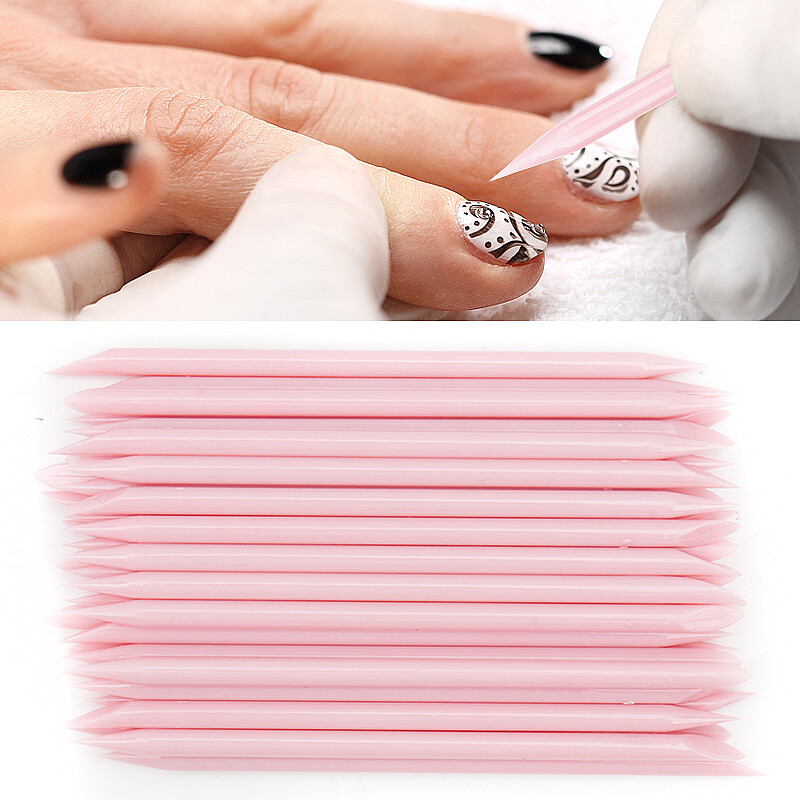 50/100 kom višekratni gurač zanoktica za nokte ružičasti kristalni štapići za uklanjanje manikure za nokte plastični dizajn gel za nokte za alate za nail art