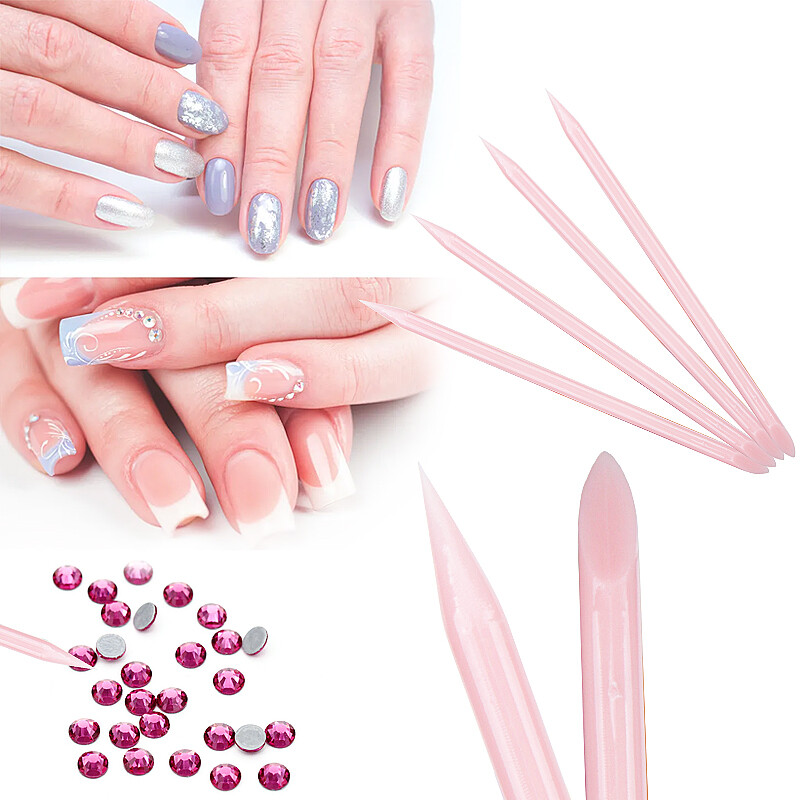 50/100 kom višekratni gurač zanoktica za nokte ružičasti kristalni štapići za uklanjanje manikure za nokte plastični dizajn gel za nokte za alate za nail art