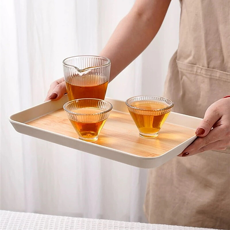 Stilska PP imitacija uzorka bambusa Pladanj za pohranu Pravokutna zadebljana ploča za čajnik Višenamjenski kuhinjski alati za pohranu