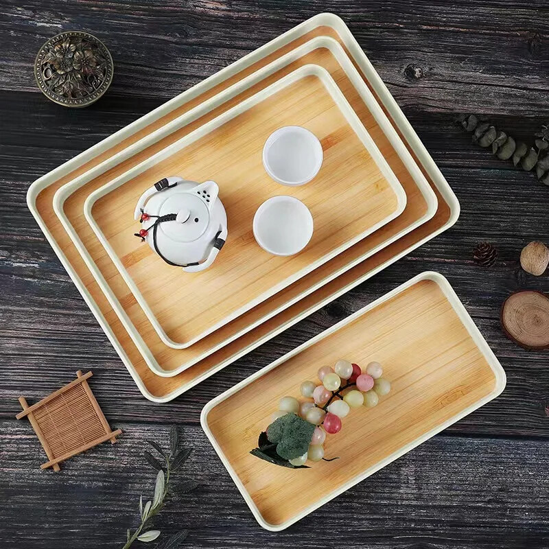 Stilska PP imitacija uzorka bambusa Pladanj za pohranu Pravokutna zadebljana ploča za čajnik Višenamjenski kuhinjski alati za pohranu