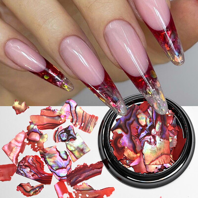 1 κιβώτιο Natural Abalone Sea Shell Flakes Παγιέτες νυχιών 3D ακανόνιστη μαρμάρινη υφή πολύτιμων λίθων νυχιών Θραύσματα πολύχρωμα DIY γοητεία νυχιών