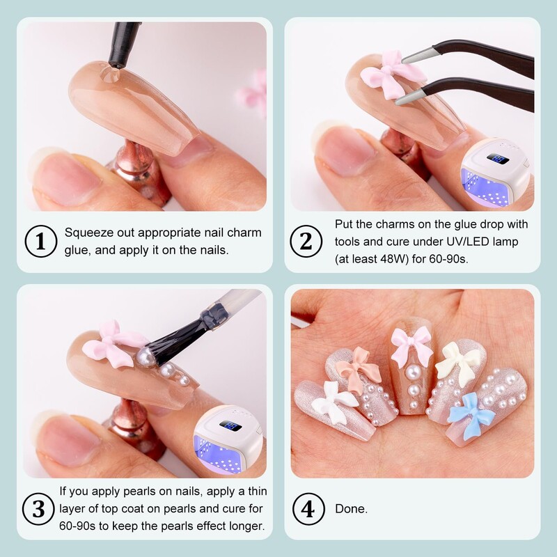 12 grid/box Mixed Bow Ribbon Nail Art Resin Charms με πέντε πέταλα λουλούδι με κούφια μαργαριτάρι Σετ κοσμήματα DIY αξεσουάρ νυχιών *##