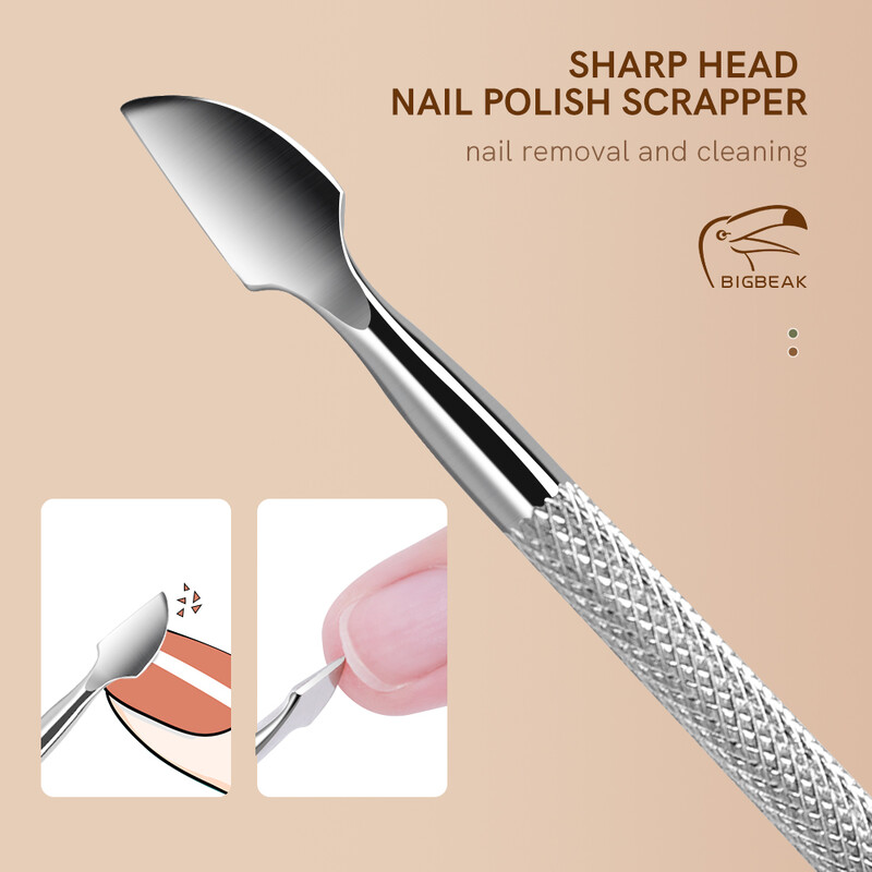 2 u 1 Gurač zanoktica Komplet za skidanje laka za nokte Nehrđajući čelik 2 komada Strugač zanoktice Nokti Čisti alati za manikuru za žene