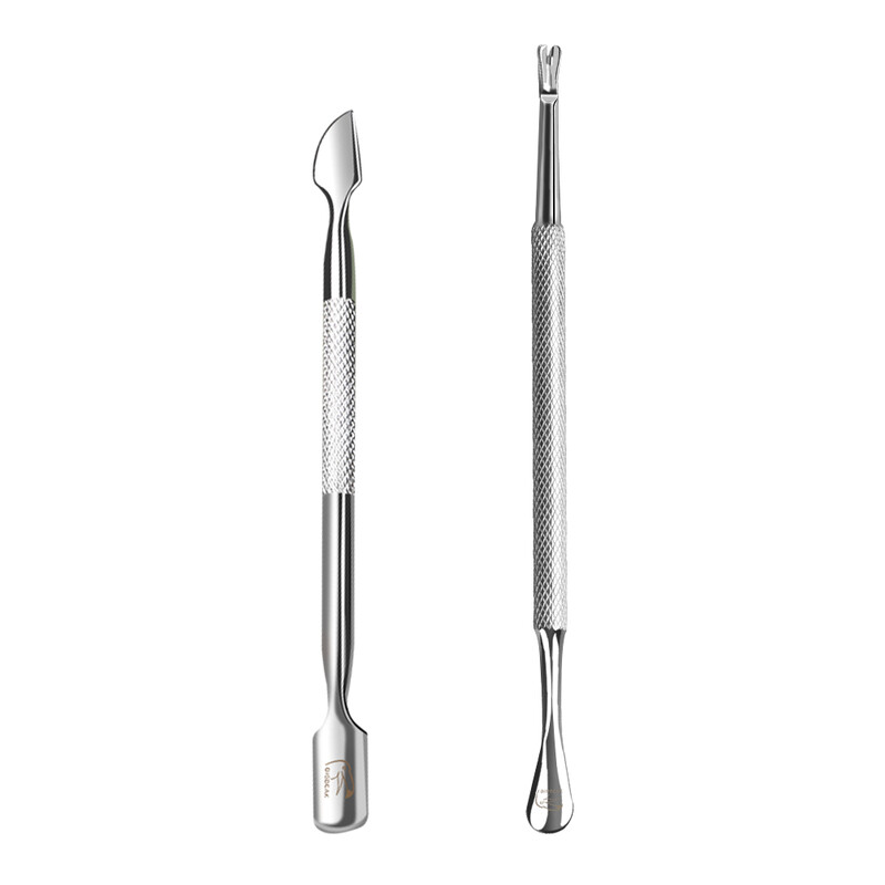 2 u 1 Gurač zanoktica Komplet za skidanje laka za nokte Nehrđajući čelik 2 komada Strugač zanoktice Nokti Čisti alati za manikuru za žene