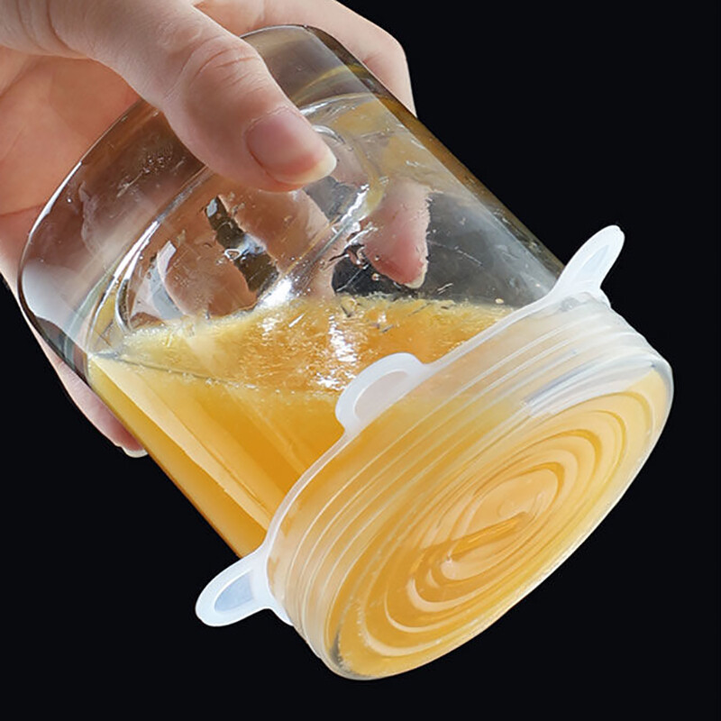 6kom/lot Podesiva elastična silikonska navlaka za hranu Univerzalni proširivi poklopci za limenke Zdjela za posuđe Rastezljiva kuhinja za višekratnu upotrebu