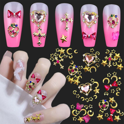 3D Mix Sailor Heart Taless за нокти Цветни лунни звезди за нокти Скристални кристали за нокти Скъпоценни камъни за нокти Сплав за нокти Скъпоценни камъни за нокти