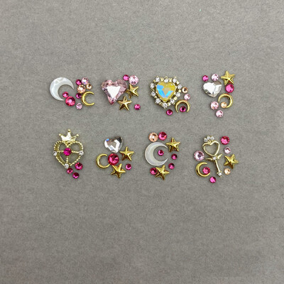 3D Mix Sailor Heart Nail Charms Colorful Moon Star Nail Rhinestones Alloy Nail Charm Crystals Nail Gems Στρας για τα νύχια